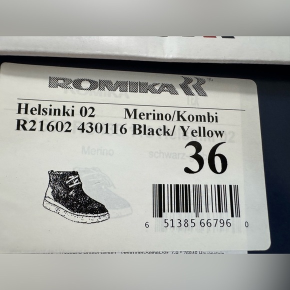 Romika Helsinki 02 Black Yellow Faux Fur Boot Sneaker EU 36 US 5 to 5.5 - Picture 8 of 13